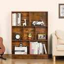 LEYAOYAO 7 Cube Bookshelf with Wood Base, Brown 3 Tier Mid-Century Modern Bookcase,Standing Wide Bookshelves Storage Organizer Shelf,Rustic Display Cabinet Book Shelves for Bedroom,Living Room,Office by CozyNest Decor