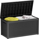 260 Gallon Deck Box XXL Large Outdoor Storage for Patio Furniture,Outdoor Cushions,Garden Tools and Pool Supplies,Waterproof,Resin,Lockable(Black Rattan) by CozyNest Decor