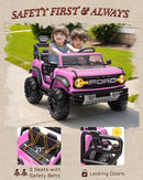 24V Ride on Toys for Big Kids, Licensed Ford Bronco Raptor 2 Seater Ride on Cars with Remote Control, Ride on Truck w/ 4-Wheeler Suspension, 3 Speeds, Led Lights, Bluetooth (24V, Pink) by TinyTreasures Baby Boutique