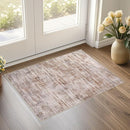 2x3 Entryway Area Rugs: Washable Neutral Abstract Small Rug Door Mat Non-Slip Soft Low Pile Indoor Carpe for Entrance Kitchen Front Door Bathroom Entry Kids Room - Red Brown by TinyTreasures Baby Boutique
