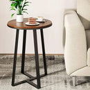 Round End Tables, Small Side Table Walnut Color MDF Top, Metal Frame Black, Tall End Table for Bed Room, Coffee Tea End Table for Living Room(Walnut+Black) by CozyNest Decor