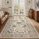 5x7 Washable Area Rug with Insect Print - Bug Rug Non-Shedding Stain Resistant Soft Carpet for Bedroom, Low Pile Ultra-Thin Machine Washable Carpet for Dining Room, Kids Nursery, Office (5'x7' Beige) by TinyTreasures Baby Boutique