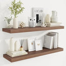 36 Inch Floating Shelves, 9.3 Inch Deep Rustic Wall Shelves - Extra Deeper Wall Mounted Storage Shelves for Bathroom, Kitchen, Living Room (Walnut, Set of 2) by CozyNest Decor