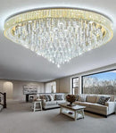 53.7'' Modern Crystal Big Large Chandeliers LED Dimmable Flush Mount Ceiling Chandeliers for Living Room High Ceiling Entrance Foyer Lobby Bedroom Gold by CozyNest Decor
