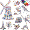 3D Coloring Puzzle Set, Arts and Crafts for Girls and Boys Age 6 7 8 9 10 11 12 Year Old, Fun Educational Painting Crafts Kit with Supplies for Kids, Birthday Toy Gift for Kids by TinyTreasures Baby Boutique