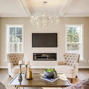 14-Light Modern Living Room Crystal Chandeliers,48" Round Silver Tree Branche Chandelier,Silver K9 Crystal Chandeliers for Dining Room,High Ceiling,Entryway、Foyer by CozyNest Decor