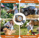 Ruvup Retractable Garden Hose Reel, 5/8in x 100ft Water Hose Reel with Metal Bracket, UV Resistant Automatic Hose Reel Wall Mount for Outside, Slow Retraction Any Length Lock 10 Spray Nozzle by GreenHaven Gardens