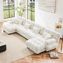 U Shaped Couch Sectional Couch, 4-Seater Cloud Couch Sectional Oversized Couch, Sofa Bed Couch with Round Bolster Armrests 6 Pillows, Modular Couch Home Sofa Living Room Couch(White) by CozyNest Decor