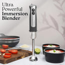 Zulay Immersion Stick Mixer Hand Blender - 800 Watts, Turbo Mode, 5-ft Power Electric Cord, Handheld Portable, Stainless Steel Blades - For Effortless Blending Smoothie, Soup, Baby Food, Puree - Gray by TinyTreasures Baby Boutique