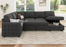 HONBAY Sectional Couch with Pull Out Bed, U-Shaped Sectional Sleeper Sofa with Storage, 6 Seater Sectional Sofa Bed, Mid-Grey by CozyNest Decor