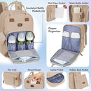 Dikaslon Diaper Bag Backpack with Portable Changing Pad, Pacifier Case and Stroller Straps, Large Unisex Baby Bags for Boys Girls, Multipurpose Travel Back Pack for Moms Dads, Milk Tea Khaki by TinyTreasures Baby Boutique
