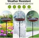 Daoeny Heavy Duty Bird Baths for Outdoors, 35In Outdoor Freestanding Birdbaths & Birdfeeder, Bird Bath Feeder Bowl with Metal Stake Garden Patio Yard Lawn Decor, Upgraded 5-Pronged Base (Brown) by GreenHaven Gardens