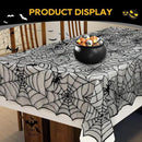 eZAKKA Halloween Table Cloth, 60"x104" Spider Webs Tablecloths Black Tablecloth Lace Fabric Table Cloths Spooky Table Cover for Rectangle Tables for Parties Gothic Halloween Home Decorations by CozyNest Decor