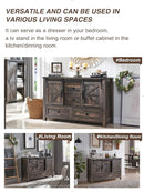 T4TREAM 48'' Farmhouse Dresser w/4 Drawers & 2 Sliding Barn Doors, Tall Chest of Drawers Organizer, Rustic Dresser TV Stand w/Adjustable Shelf for Bedroom, Living Room, Nursery Room, Dark Rustic Oak by TinyTreasures Baby Boutique