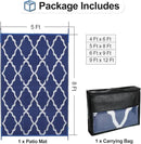 OutdoorLines Outdoor Plastic Area Rugs for Patio 5x8 ft - Reversible Outside Carpet, Stain & UV Resistant RV Mats, Straw Rug for Camping, Deck Garden, Porch and Balcony, Moroccan Navy & Light Grey by GreenHaven Gardens