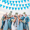 Sky Blue Party Decorations - Light Blue Triangle Pennant Banner Flag - Metallic Fabric Bunting for Graduation, Wedding, Retirement, Birthday, Under The Sea, Nautical, Ahoy, Party Decor Supplies by GreenHaven Gardens