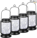 Mlambert Cool White 4 Pack Solar Hanging Mason Jar Lights with Stakes, Waterproof Decorative 30 LEDs Outdoor Solar Lantern Lamp Patio Garden Tree Yard by CozyNest Decor