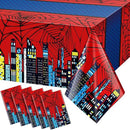 Oudain 5 Pcs Spider Tablecloth 108 x 54 in Red and Blue Plastic Disposable Table Covers City Web Theme Birthday Party Decorations Large Table Cloths for Party Indoor Outdoor (Classic) by CozyNest Decor