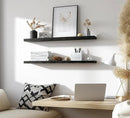 48 Inch Floating Shelves for Wall Rustic Black Wood Wall Shelves for Bedroom Set of 4 by CozyNest Decor