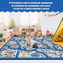 Kids Carpet Playmat Rug Player Car Rug,City Life Traffic Road Map Mat Educational Game Area Rug for Toddler Children Playroom Classroom Bedroom (Blue,6 x 9 ft) by CozyNest Decor