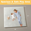 79" ×71" Padded Baby Play Mat for Floor, 1.2" Thick Memory Foam Mat with Machine Washable Cover, Soft Tummy Time Crawling Playmat with Non-Slip Bottom, Fits 79" x71" Playpens by TinyTreasures Baby Boutique