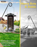 iBorn Bird Feeders for Outdoors, All Metal Mesh Tube, Holding Bird Seed for Outside Feeders,18cm Large Roof, Black, 2.8lb(Seed is not Included) by CozyNest Decor