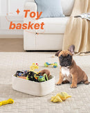 KALLAX Small Woven Basket, 13.5 x 9.5 x 5 Inches, Storage Basket for Organizing, Cute Small Rope Shelf Closet Cube Storage Bins Baskets for Shelves, Dog Toy Gift Baskets Empty, 3 Packs, Off White by TinyTreasures Baby Boutique