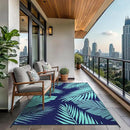 GENIMO Outdoor Rug 6' x 9' Waterproof for Patios Clearance, Reversible Outdoor Plastic Straw Camping Rug Carpet, Large Area Rugs Mats for RV, Camper, Deck, Balcony, Porch, Beach, Navy Blue&Jade Green by CozyNest Decor
