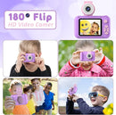 Kids Camera with 180° Flip-up Lens for Selfie & Video, HD Digital Video Cameras for Toddler with 32GB SD Card, Ideal for 3-8 Years Old Girls Boys on Birthday Christmas Party as Gift by TinyTreasures Baby Boutique