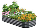 Quictent Galvanized Raised Garden Bed Kit, 6x3x1 ft Oval Metal Planter Box for Vegetables, Dark Grey by GreenHaven Gardens