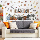 clothmile 40.15 x 38.58 Inch Happy Halloween Pumpkins Wall Decals Halloween Leaves Bat Spider Wall Stickers Halloween Removable Wall Sticker for Halloween Party Supplies Home Wall Decor by CozyNest Decor