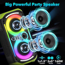 Bluetooth Speaker 160W Loud Wireless Boombox Portable Big Powerful Deep Bass Sound TWS Large Outdoor Home Party Speakers with Subwoofer LED Lights by TinyTreasures Baby Boutique