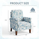 Floral Accent Chair, High Back Upholstered Armchair with Solid Wooden Legs, Padded Armrest and Removable Comfortable Cushioned Seat Single Sofa for Living Room, Bedroom, Blue by CozyNest Decor