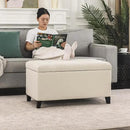 Asense Storage Ottoman Bench, Tufted Fabric Upholstered End of Bed Bench with Safety Hinge Wooden Legs, for Entryway Bedroom (Cotton and Linen Beige, 33.3") by CozyNest Decor