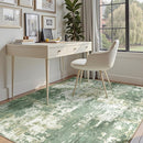 Washable Area Rugs 9'x12' Non-Slip Modern Abstract Soft for Living Room Entryway Bedroom Nursery, Print Pattern, Light Green/Yellow by TinyTreasures Baby Boutique