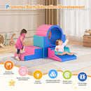 Lischwert Foam Climbing Blocks for Toddlers 1-3, 5pcs Soft Play Set with Tunnel Crawling Exploration Toys, Indoor Infant Safe Blocks for Baby Gym & Toddler Playground - Blue Pink by TinyTreasures Baby Boutique