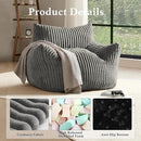 Giant Plush Bean Bag Chair for Adults with Armrests - Oversized Comfy Light Grey Beanbag Lounge Lazy Floor Sofa Accent Chair for Living Room, Bedroom & Dorm, Cozy Fluffy Single Cloud Mini Couch by CozyNest Decor