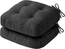Chair Cushions, Foam Dining Chair Cushions, Tufted Indoor Chair Pads, 16.5” x 16.5” x 3.5”, Set of 2, Black by GreenHaven Gardens