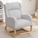 Rocking Chair Nursery, Nursing Rocking Chairs for Mom Nursery, Comfy Wingback Glider Rocking Armchair with Foot Rest and Side Pocket for Nursery Living Room Bedroom, Light Grey by TinyTreasures Baby Boutique