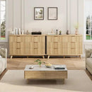 QUW Fluted Dresser for Bedroom with 6 Drawers, 47.2" Wide Modern Chest of Drawers with Metal Handle, Wooden Dresser TV Stand and Closet Clothes Storage Organizer for Living Room, Hallway, Natural Oak by CozyNest Decor