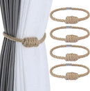 Fenghuangwu 4Pack Magnetic Jute Curtain Tiebacks – Bohemian Style Handmade Woven Tie-Backs for Drapes,Elegant Exquisite Knot Holdbacks,Outdoor Boho & Modern Home Decor by CozyNest Decor