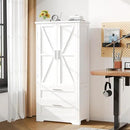 50.4" H Bathroom Storage Cabinet, Modern Floor Cabinet with Adjustable Shelf, Small Pantry with 2 Doors & Drawers, Storage Cabinet for Bathroom, Living Room, Kitchen, White KES007WCWG by CozyNest Decor