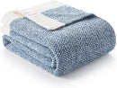 Snuggle Sac Blue Bedding Blanket Twin Size for Bed and Sofa, Reversible Super Soft Blankets Warm Cozy Knit Blankets Fuzzy Plush for Couch, Living Room, Blue, 60x80 inches by TinyTreasures Baby Boutique