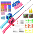 Kids Fishing Pole, Telescopic Fishing Rod, Toddler Collapsible Fishing Rod and Reel Combo with Tackle Box, Fishing Line, Bobber, and Soft Lures for Boy, Girl, Youth, Beginner, Over 4 Years Old by TinyTreasures Baby Boutique