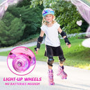 Rainbow Toddler Roller Skates - Size 4 Adjustable | Light Up Quad Skates for Girls & Boys Beginners Aged 3-12 by TinyTreasures Baby Boutique