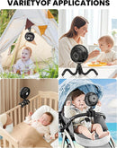 AMACOOL Baby Stroller Fan - 5000mAh Rechargeable, 3-Speed, Strong Yet Quiet, 360°Rotate Portable Clip on Fan for Travel, Car Seat, Crib, Bike, Treadmill, Beach Vacation Essentials by TinyTreasures Baby Boutique
