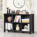6 Cube Bookcase, Farmhouse Wood Low Storage Organizer Book Shelf, Black 47" Horizontal Console Bookshelf with Legs, Hallway Book Case for Entryway, Display Cabinet for Living Room, Office by CozyNest Decor