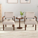 Accent Chair Set of 2 with Table, PU Leather Chair for Living Room Oversized Armchair with Soft Seat and Armrests for Bedroom Dinning Reading Waiting Room (Leather Beige) by CozyNest Decor