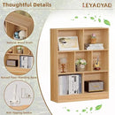 LEYAOYAO 7 Cube Bookshelf with Wood Base,Natural 3 Tier Mid-Century Modern Bookcase,Standing Wide Bookshelves Storage Organizer Shelf,Rustic Display Cabinet Book Shelves for Bedroom,Living Room by CozyNest Decor