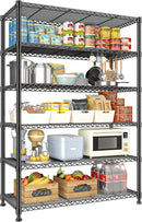 REIBII 75" H Metal Shelving 6 Tier Storage Shelf Adjustable Kitchen Shelf Wire Shelving Unit Detachable Storage Rack for Kitchen Laundry Living Room Commercial Heavy Duty Metal Shelf 75" X35" X14" by GreenHaven Gardens